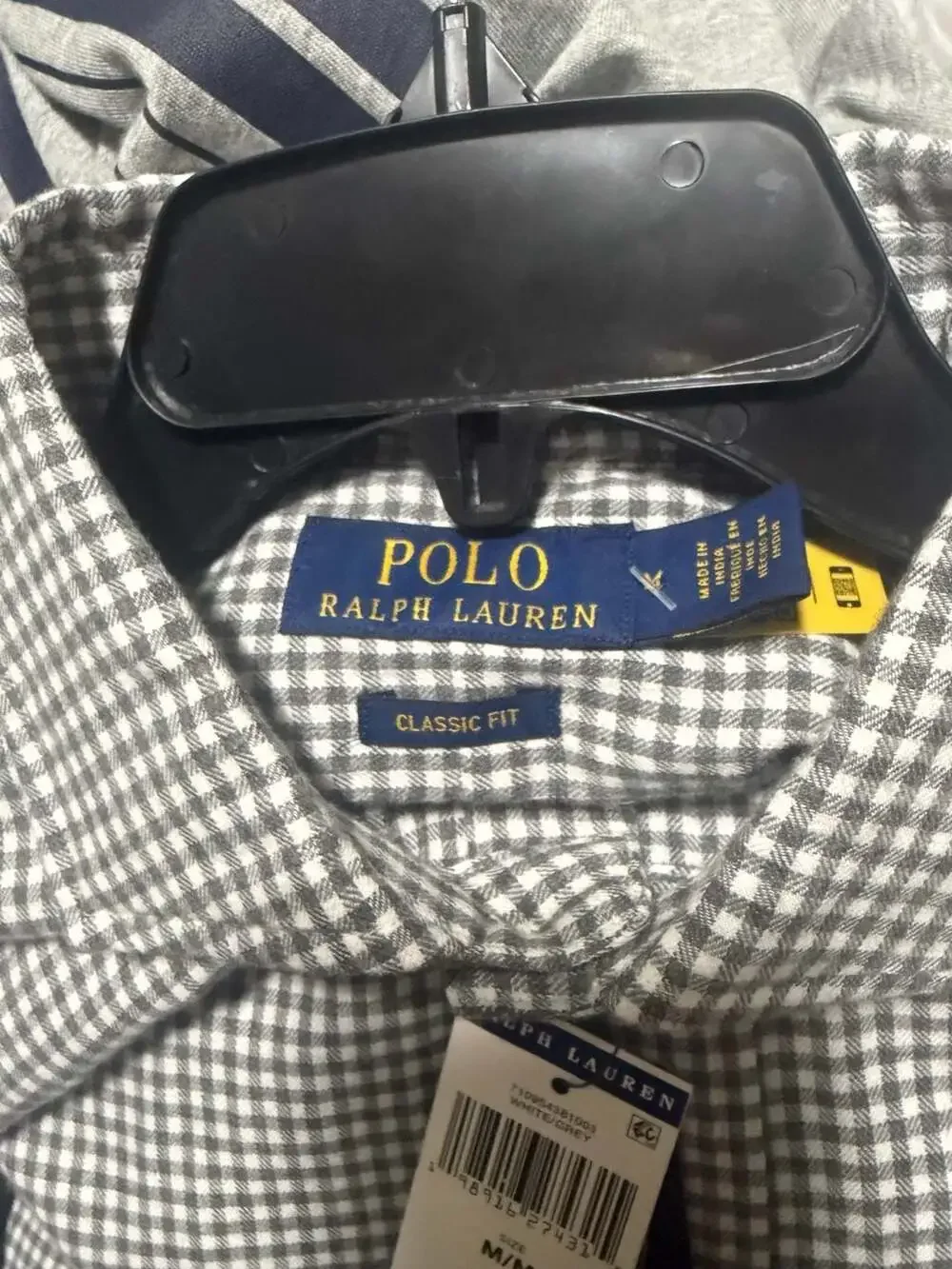 Polo Ralph Lauren Classic Fit Gingham Stretch Poplin Shirt White/Grey Medium